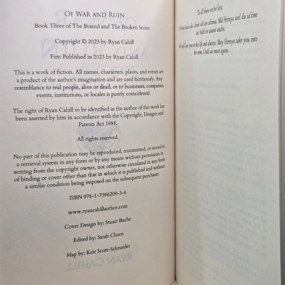 Of War and Ruin by Ryan Cahill *Signed and Stamped Indie Edition, First Edition*